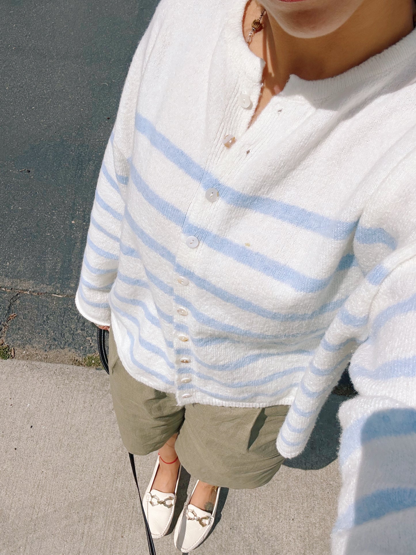 Sea Foam Striped Cardigan