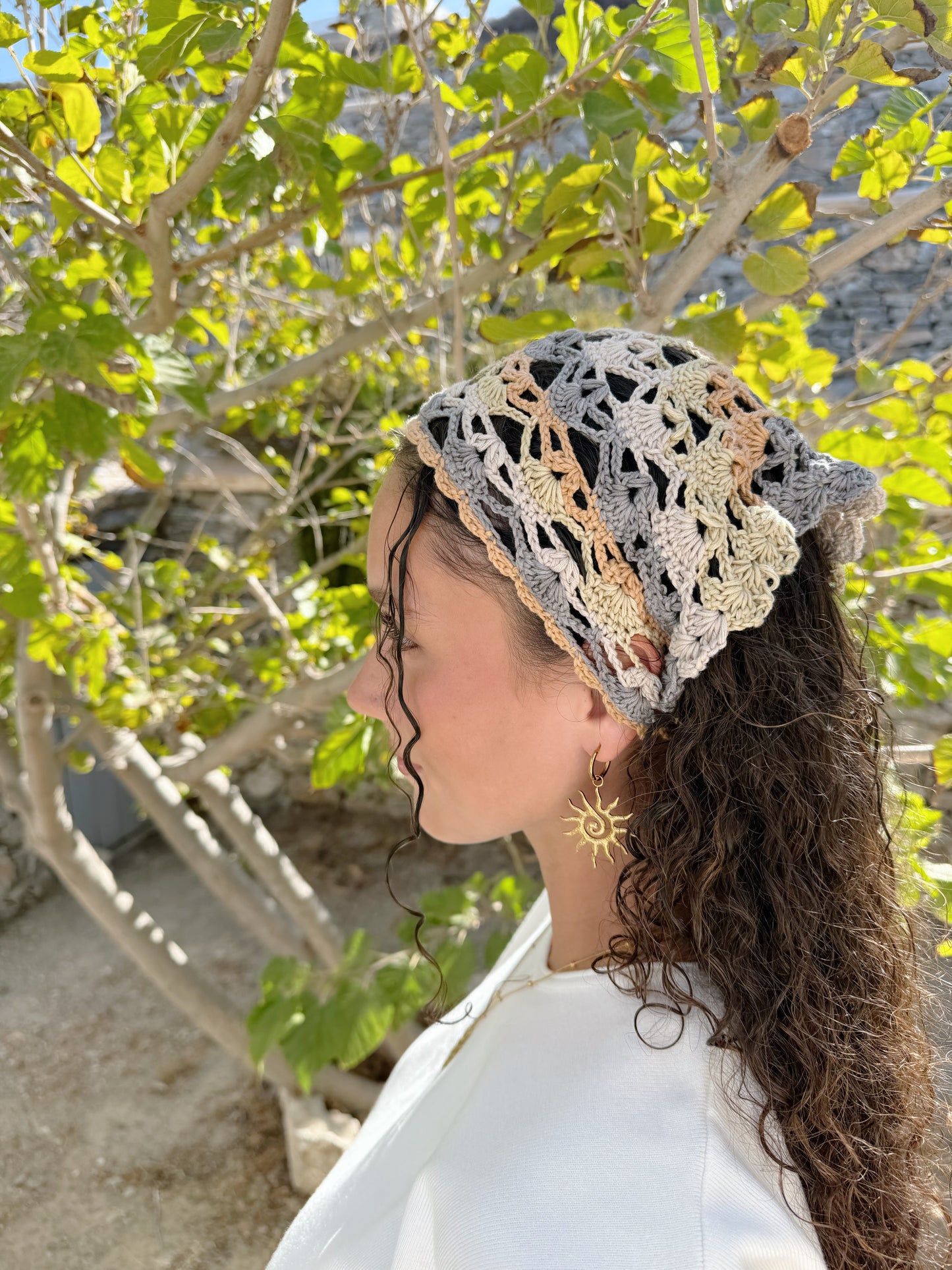 Olive Crochet Head Scarf