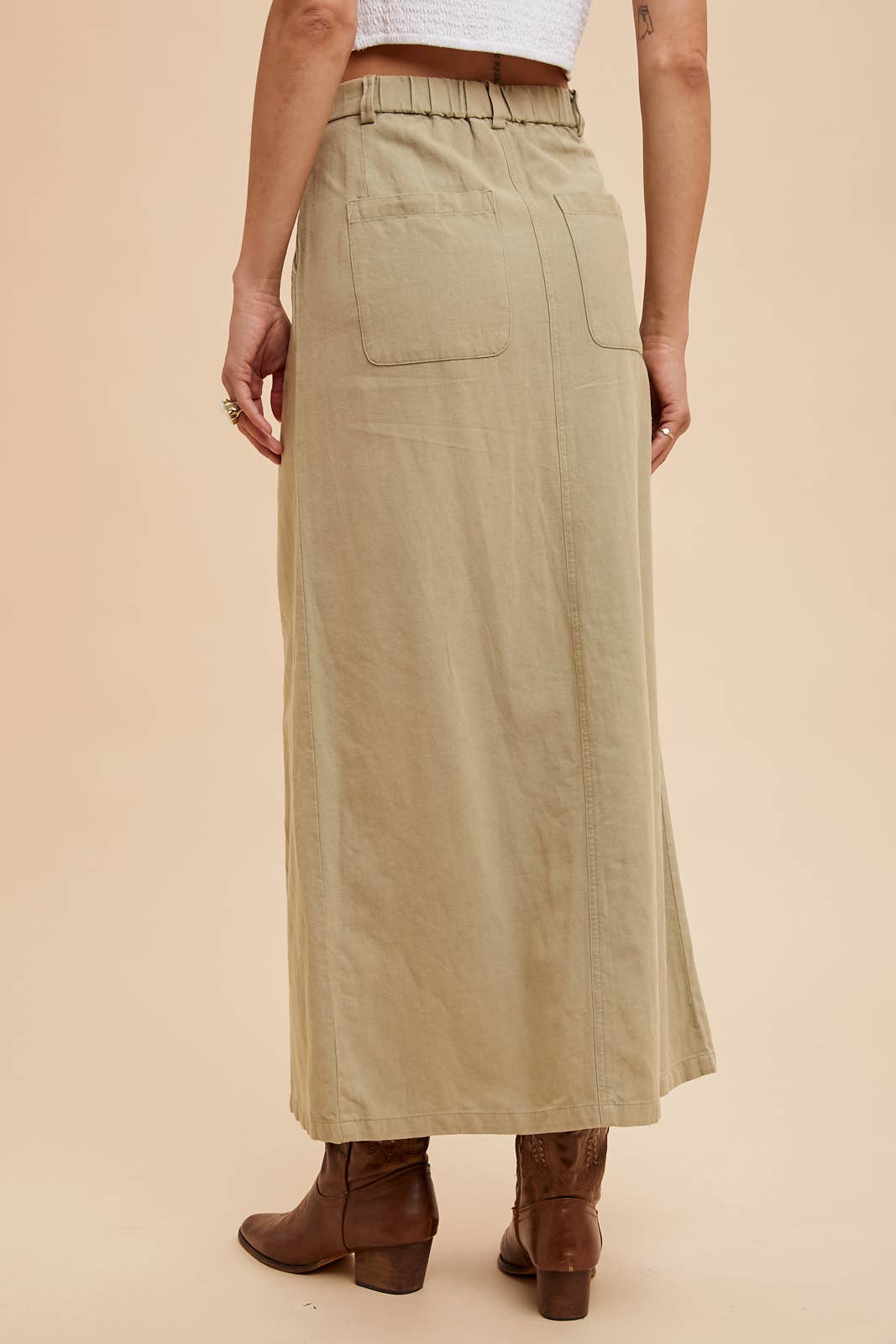 Sage Linen Maxi Skirt