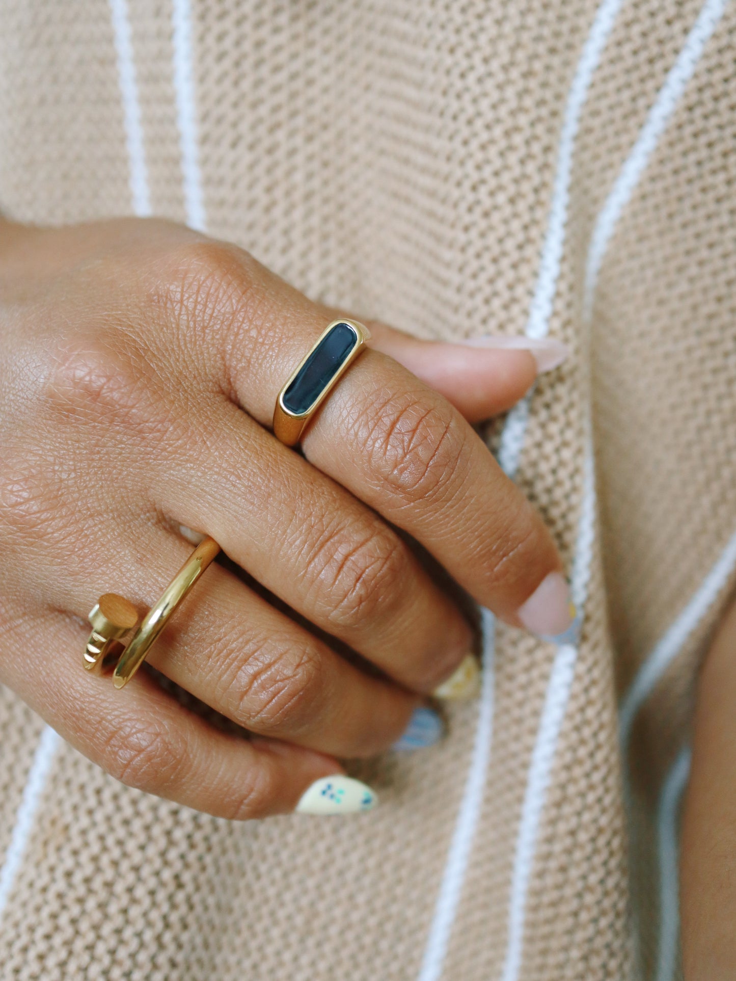 Black Half Signet Ring