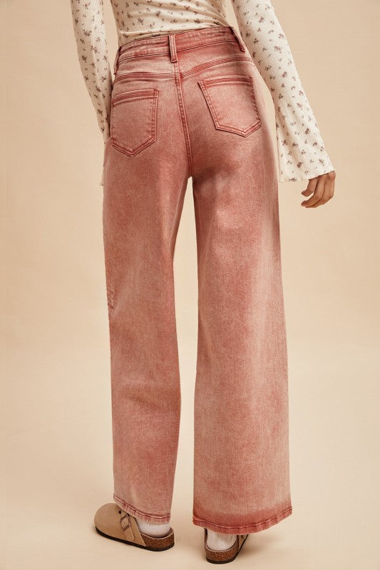 Coral Wide Leg Jeans