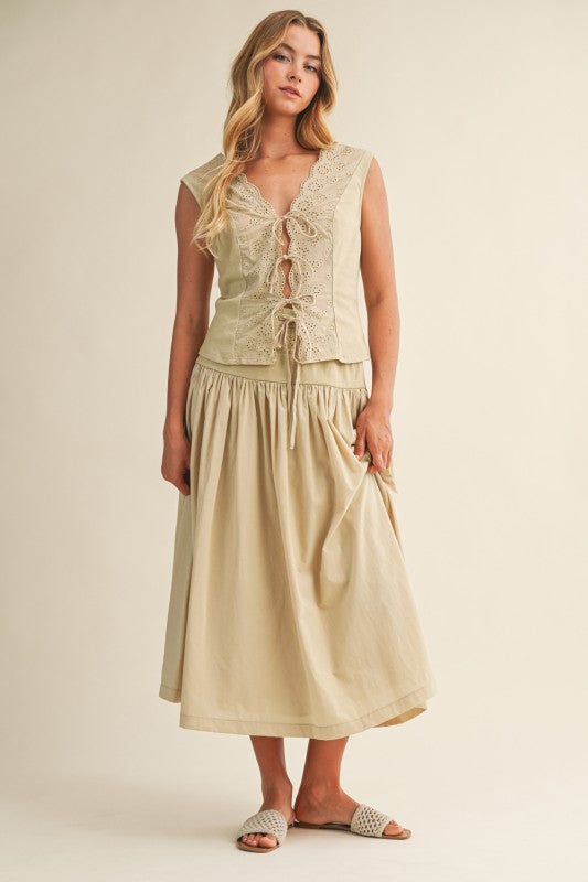 Mustard Eyelet Skirt