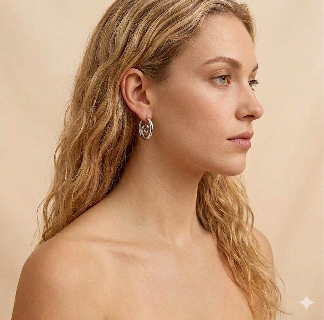 Silver Swirl Hoops