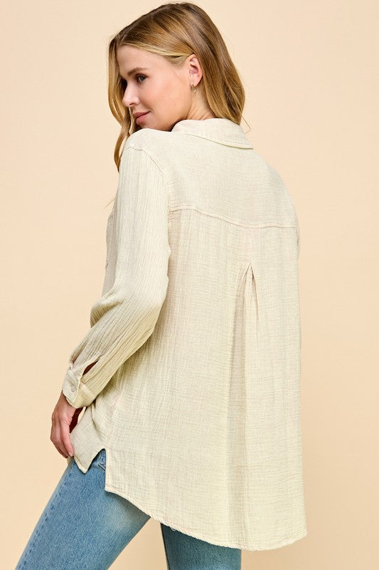 Cotton Sage Button Down Shirt