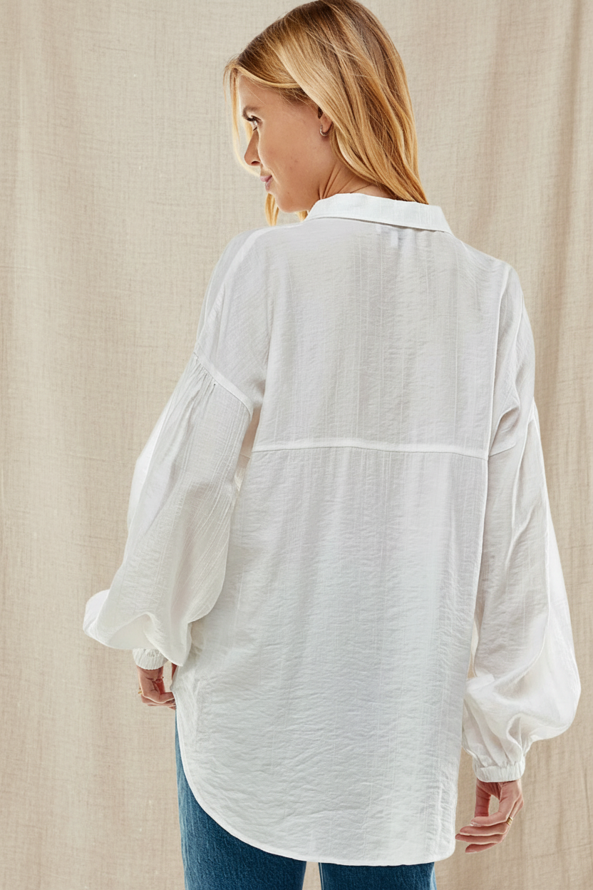 White Sheer Oversized Shirt