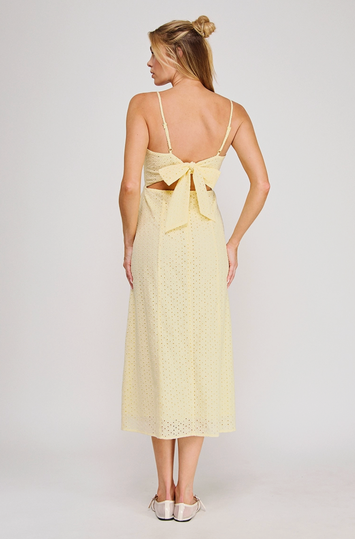 Butter Yellow Eyelet Dress
