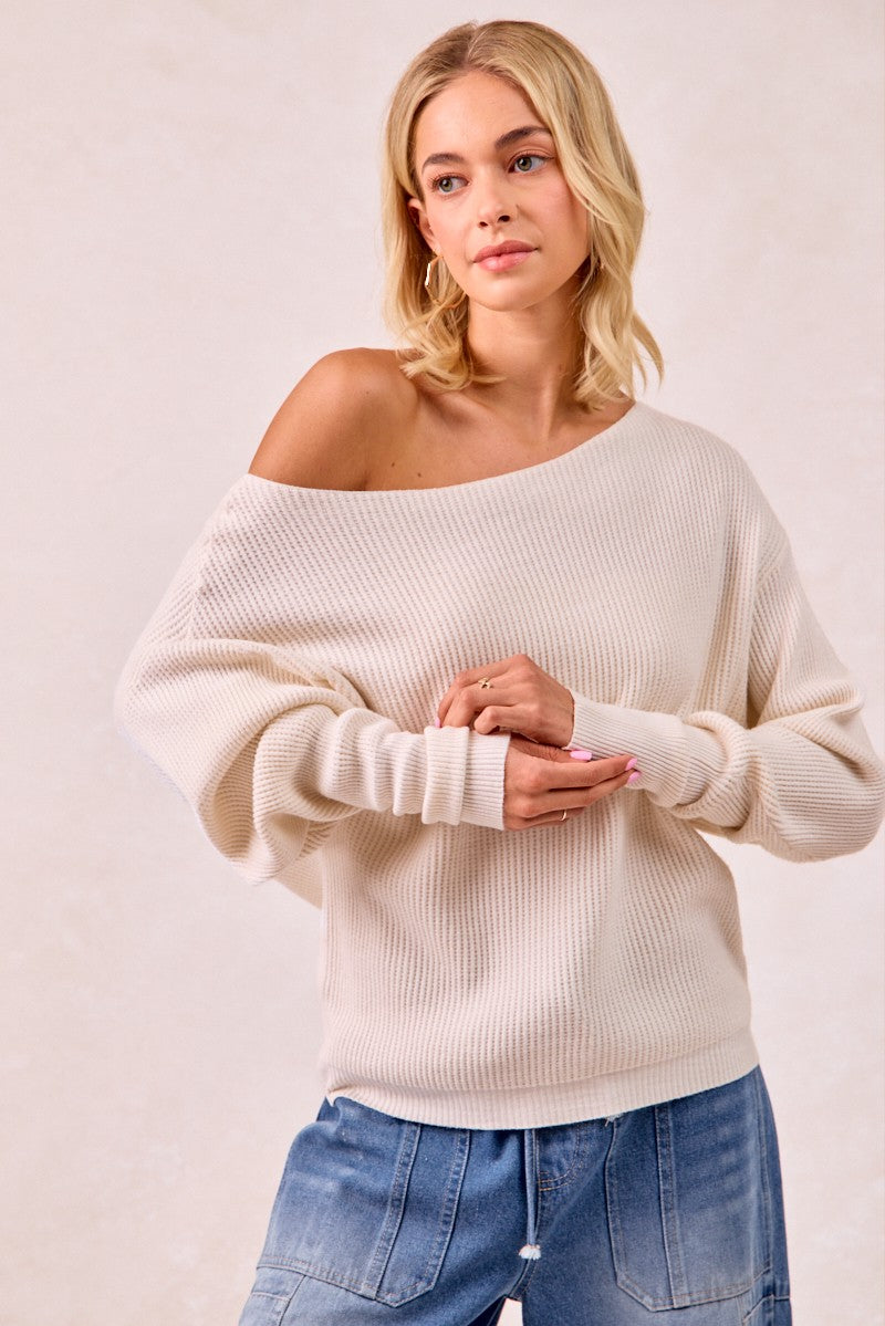 Ivory Waffle Sweater