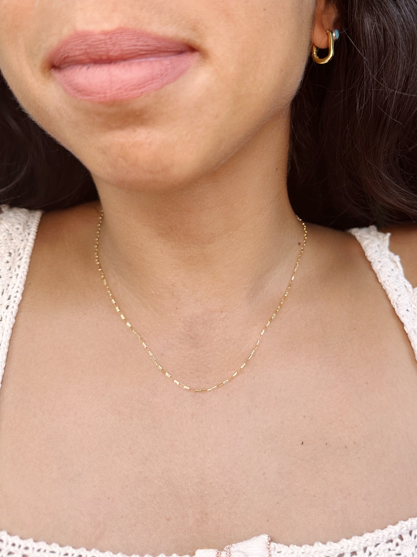 14k Gold Paperclip Necklace