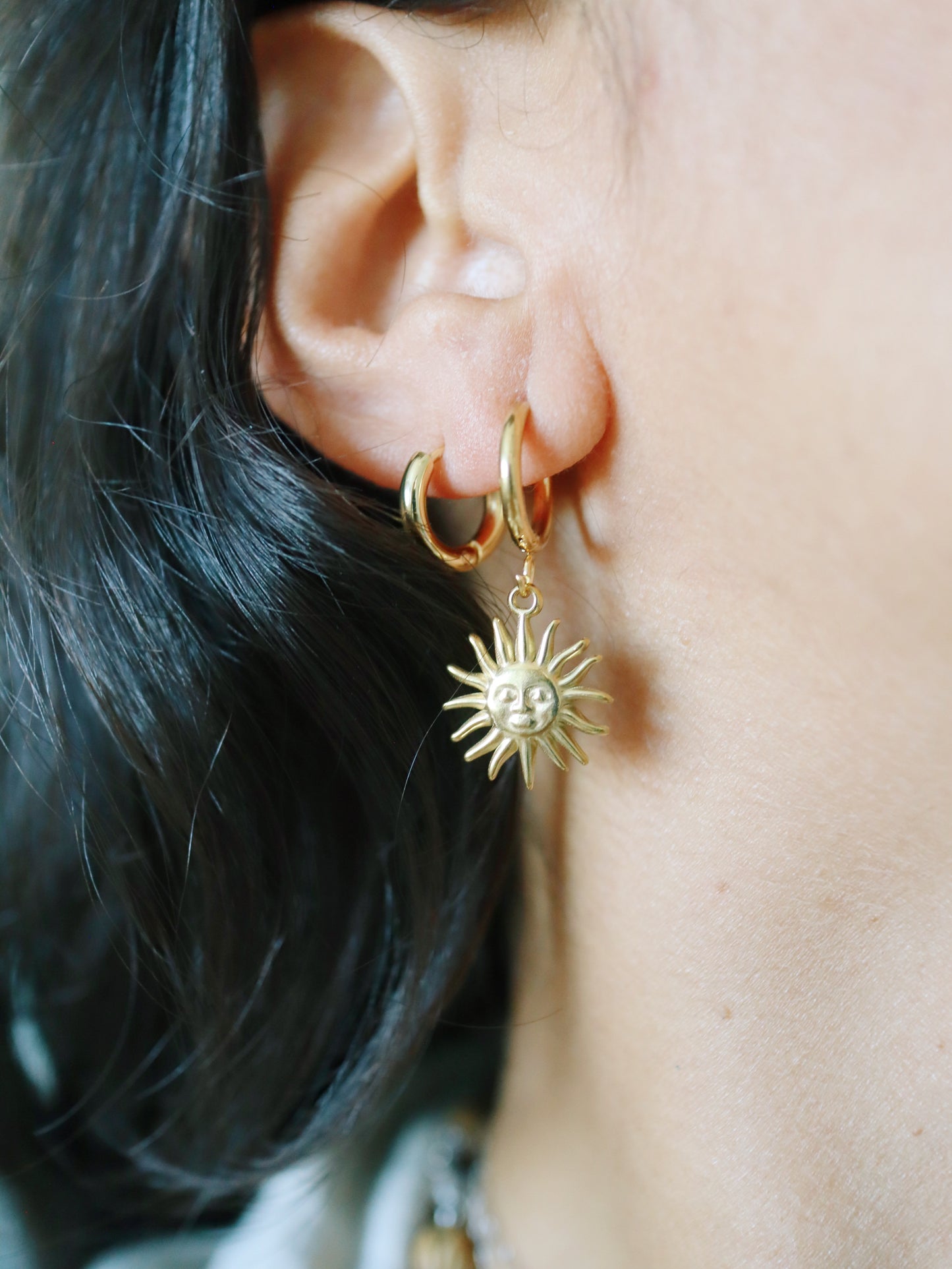 Golden Sun Charm Earrings