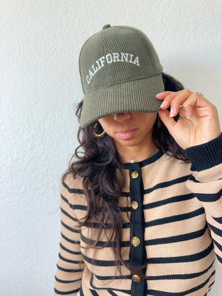 Green Ribbed California Cap