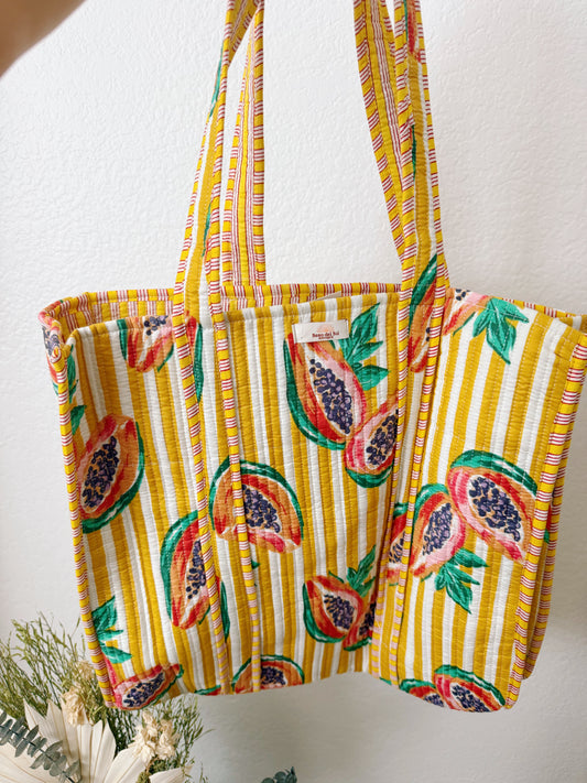Yellow Papaya Quilted Tote