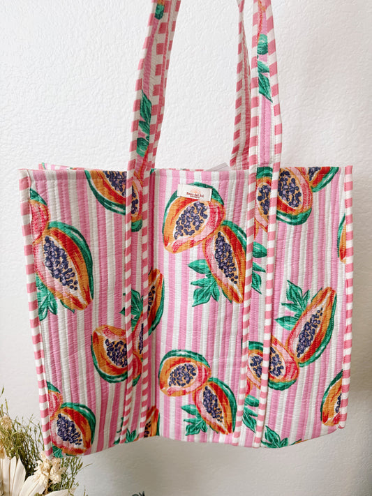 Pink Papaya Quilted Tote