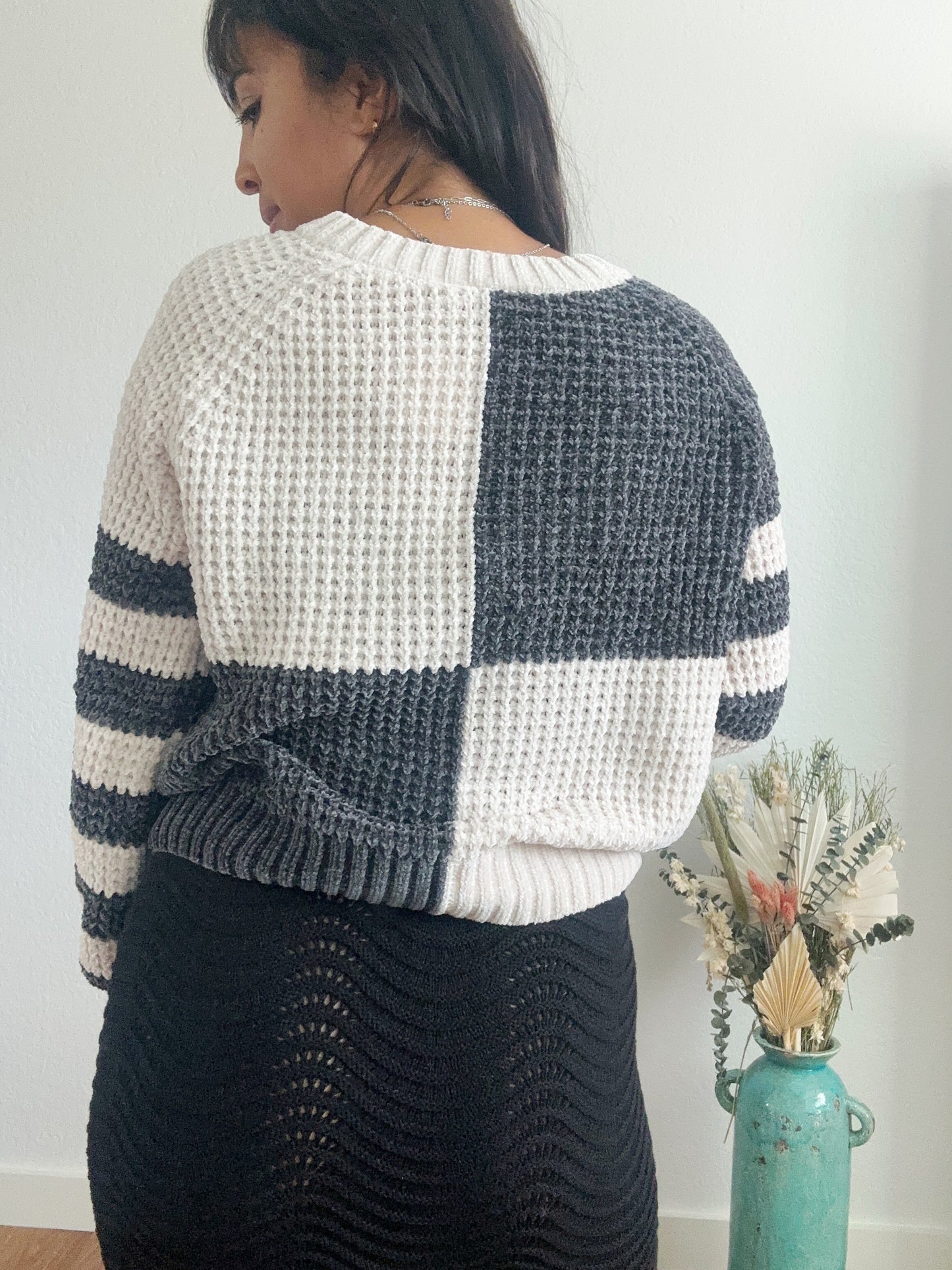 Charcoal Checkered Sweater