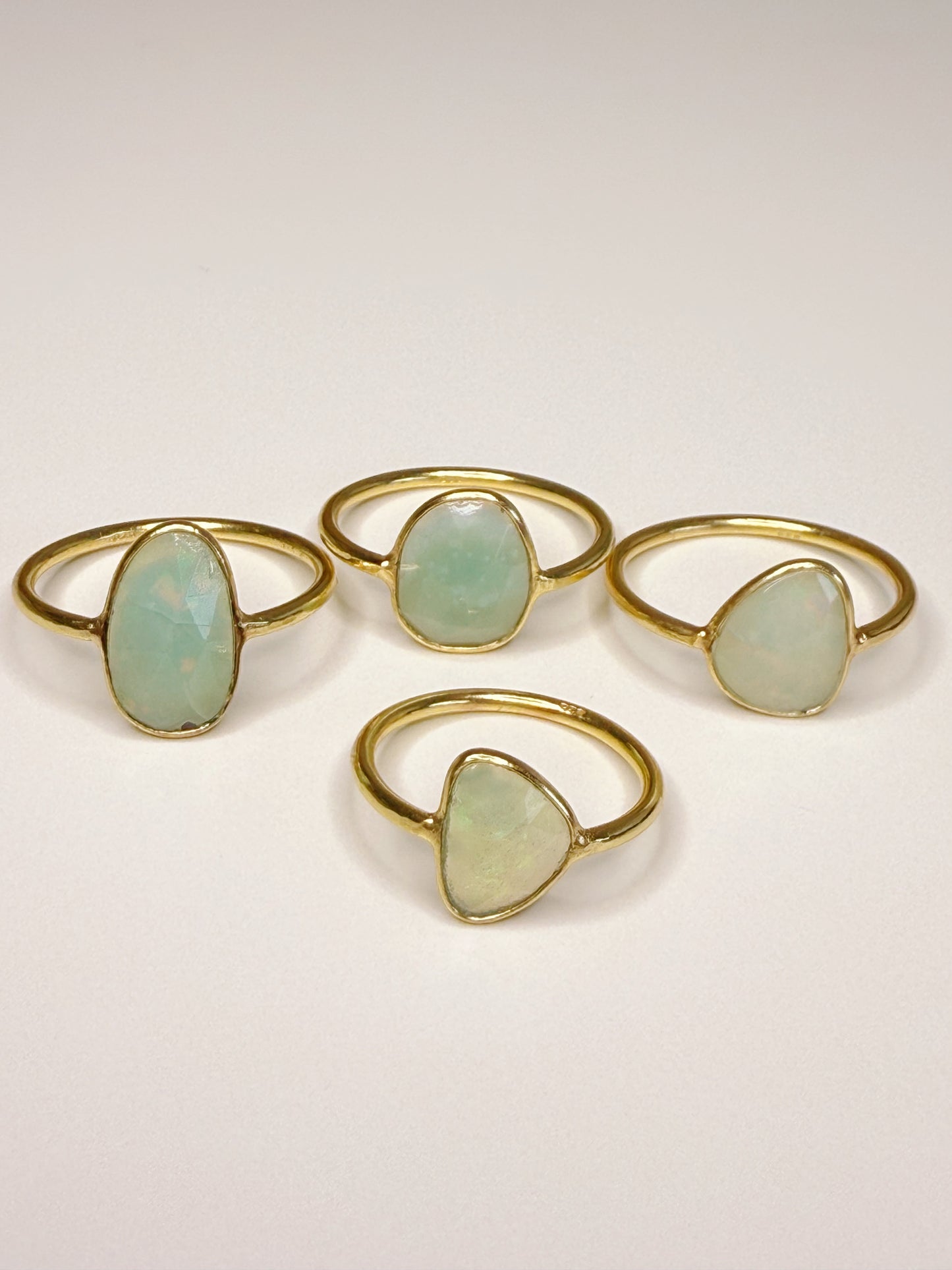 Green Opal Gold Vermeil Ring