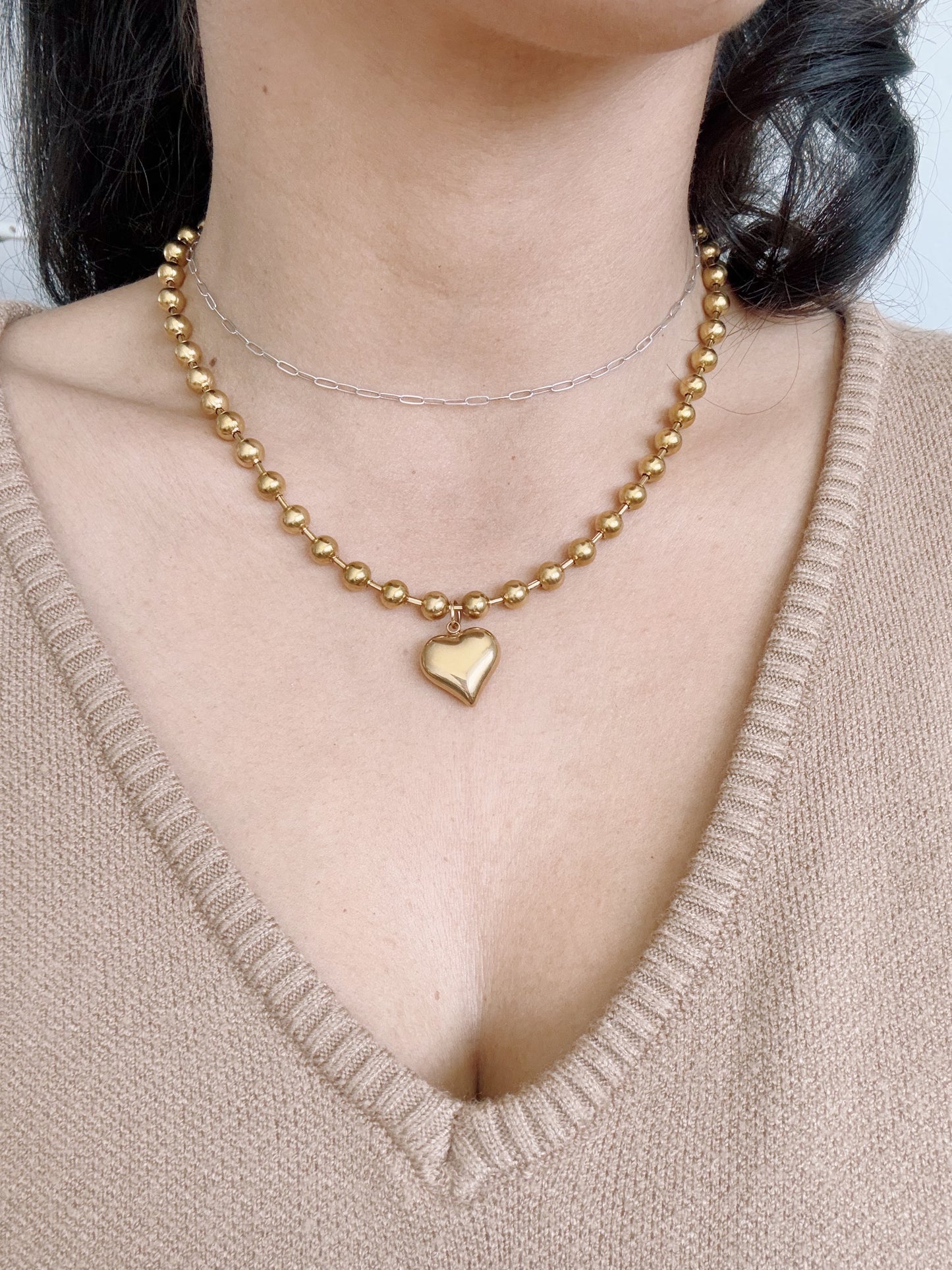 Golden Chunky Heart Necklace