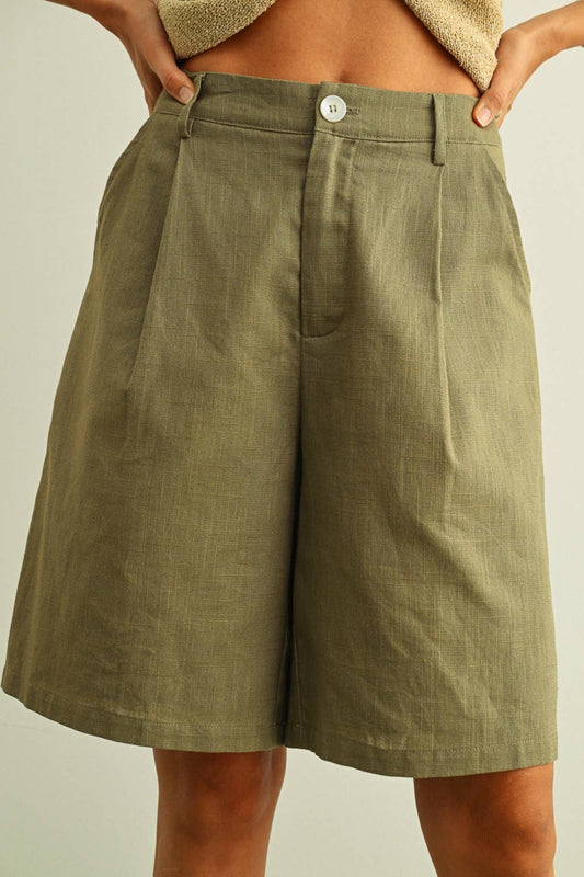 Olive Cotton Bermudas
