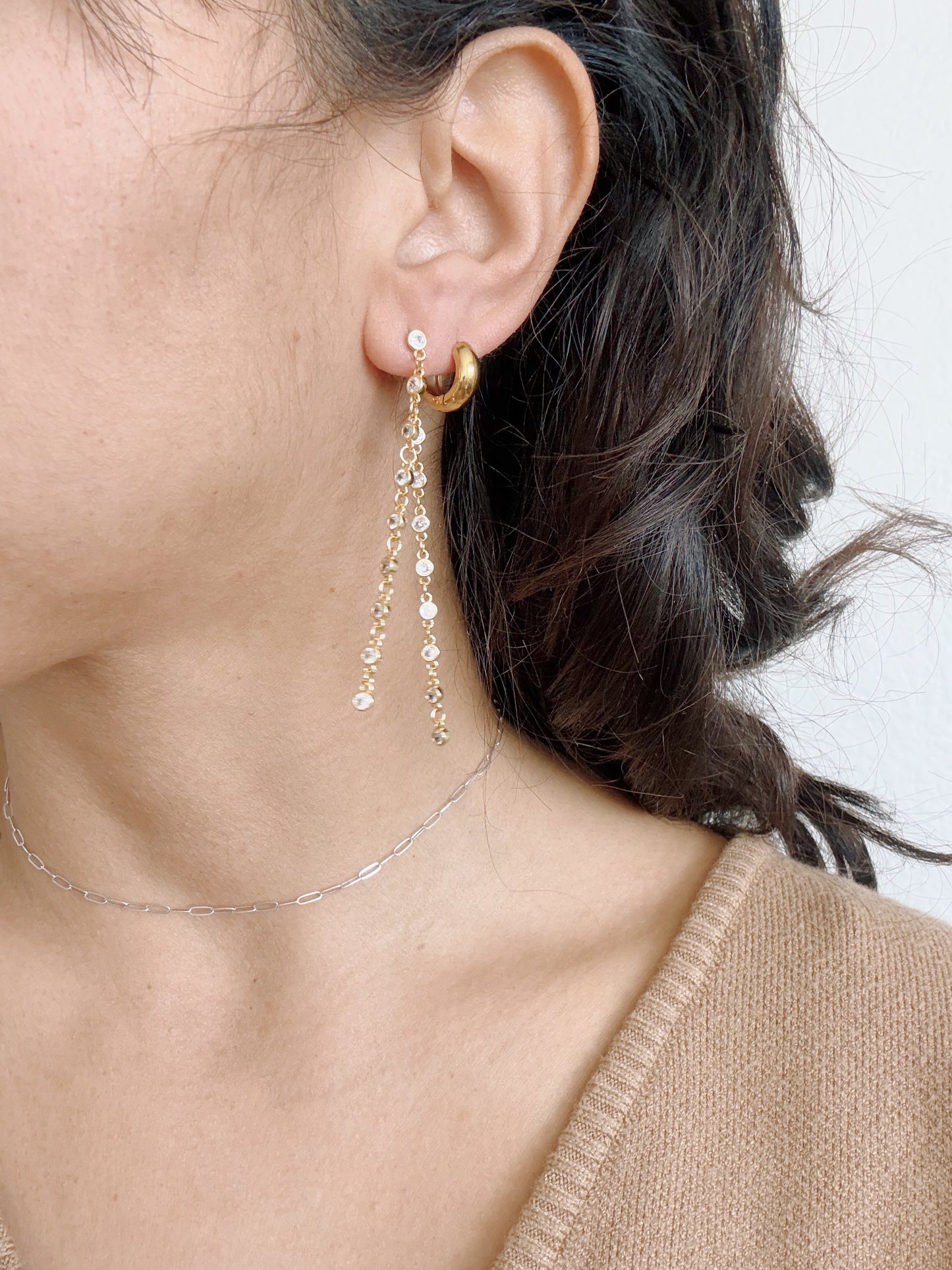 Double Crystal Drop Earrings