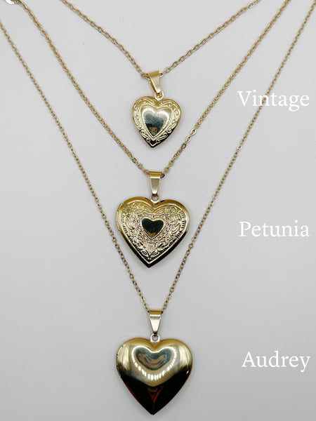 Petunia Heart Locket Necklace
