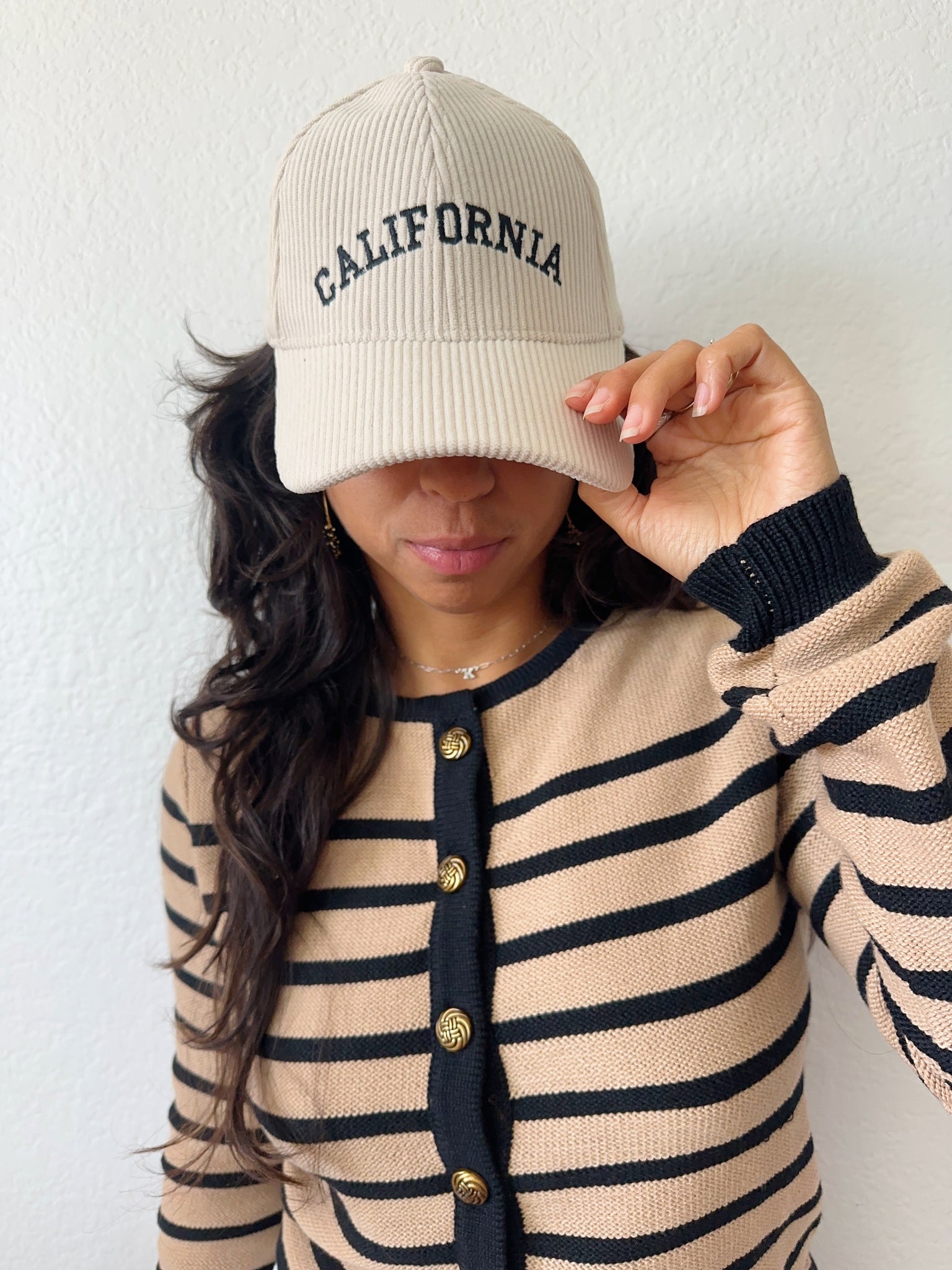 White Ribbed California Cap