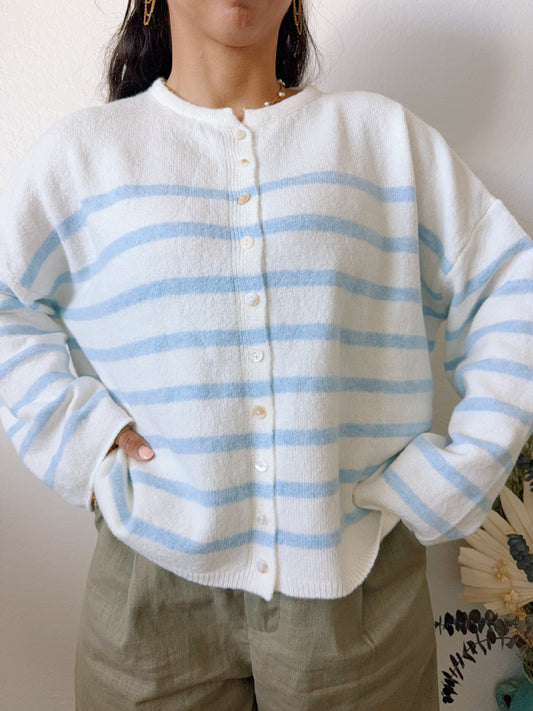 Sea Foam Striped Cardigan