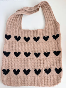 Black Heart Knit Bag