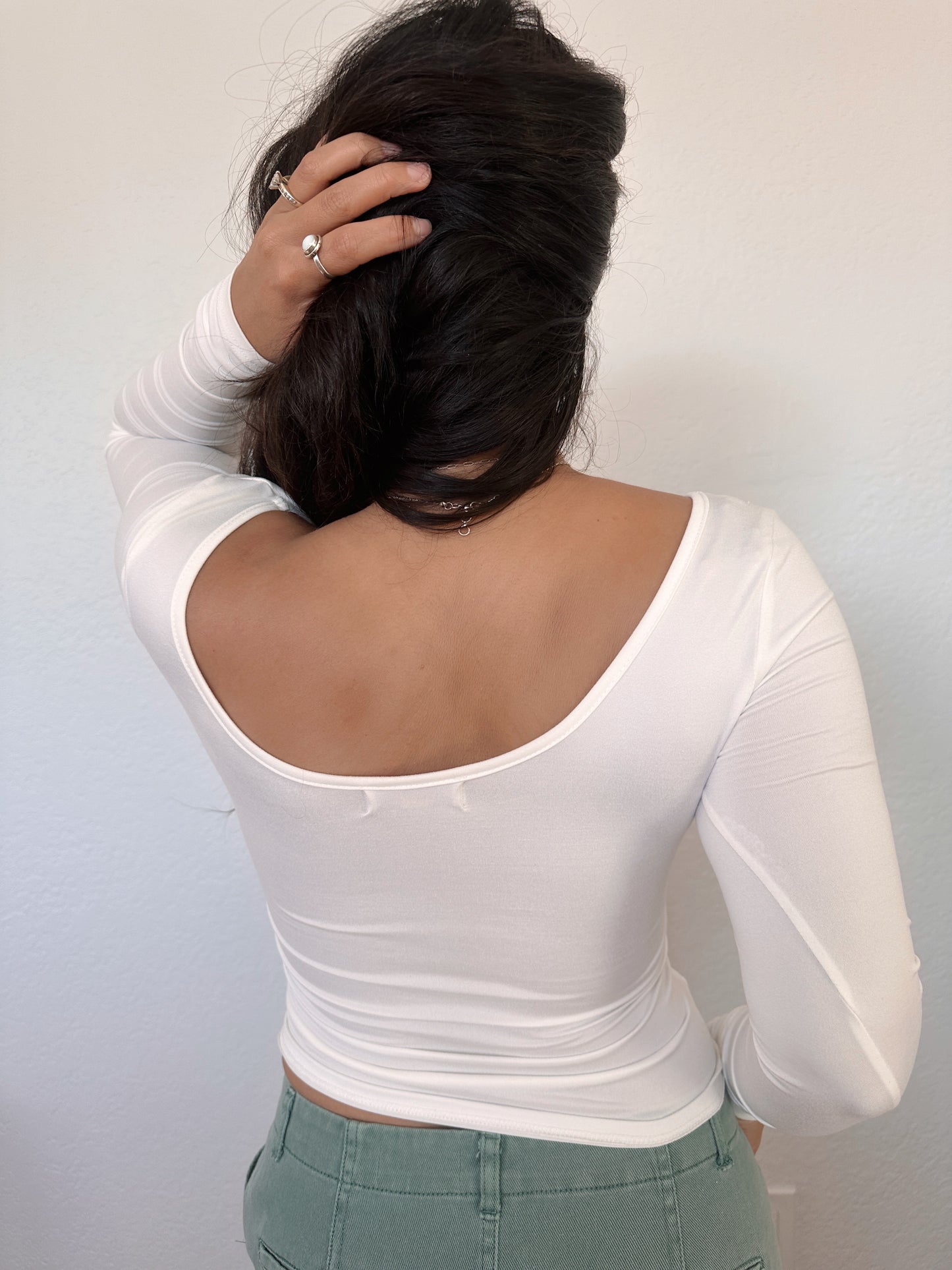 White Seamless Long Sleeve Top