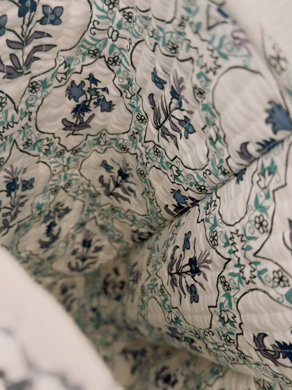 Blue Floral Quilted Tote