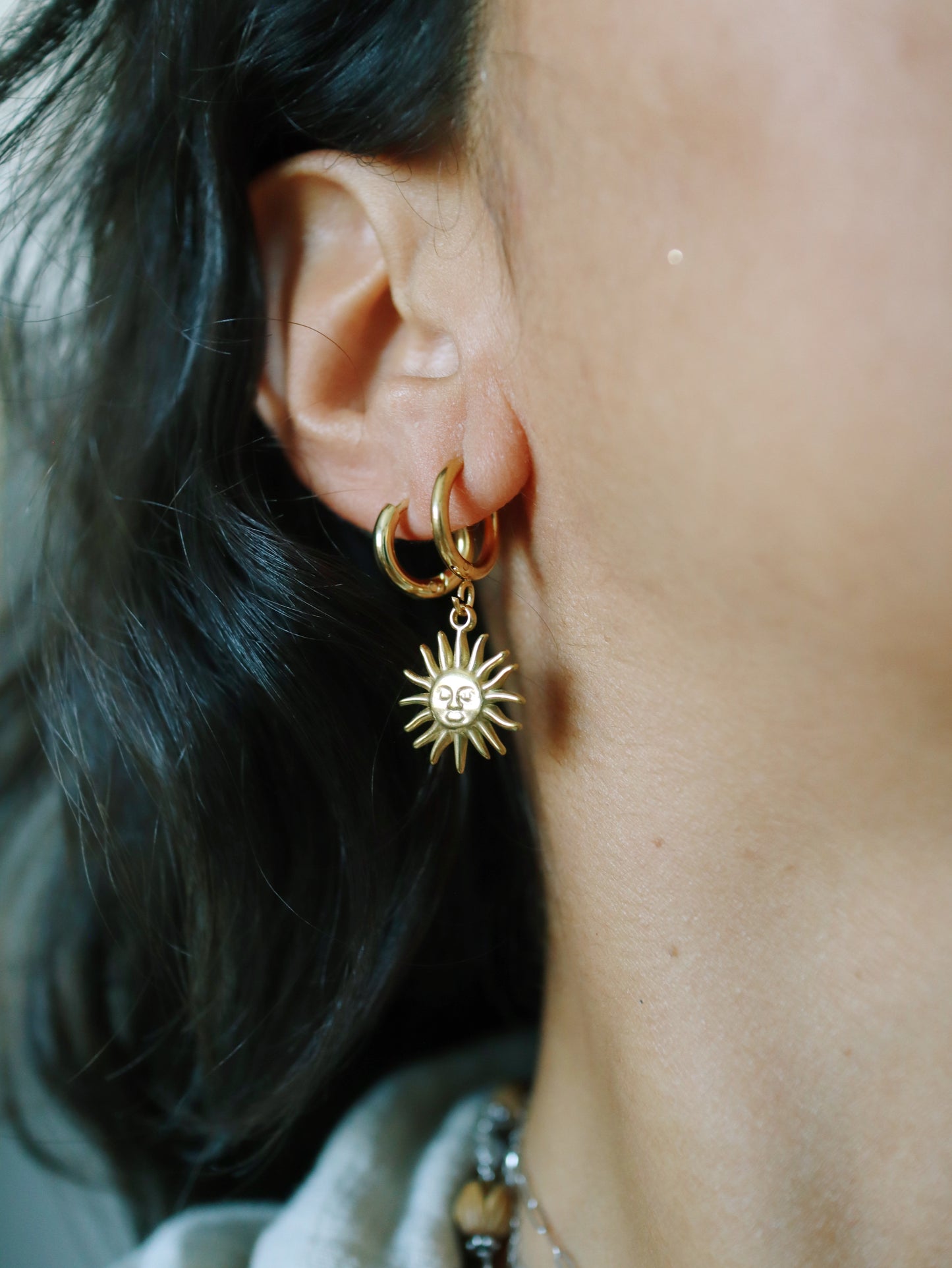 Golden Sun Charm Earrings