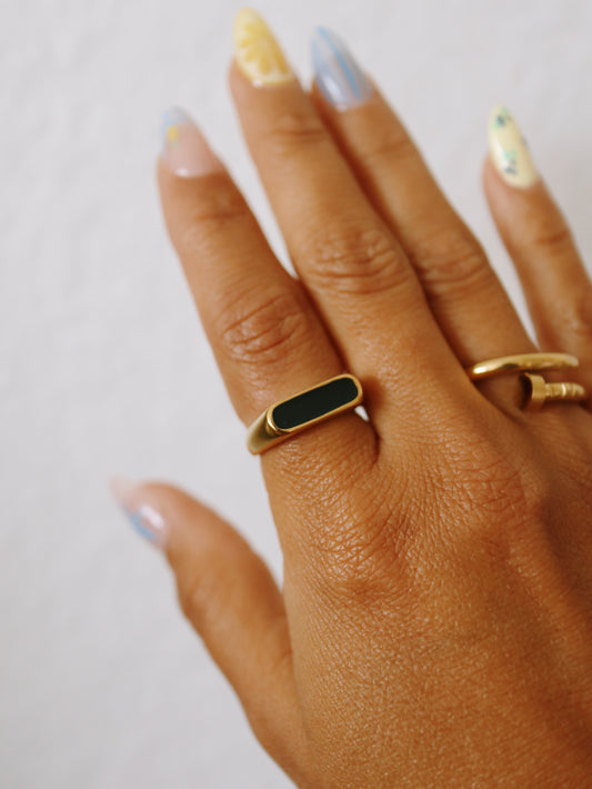 Black Half Signet Ring