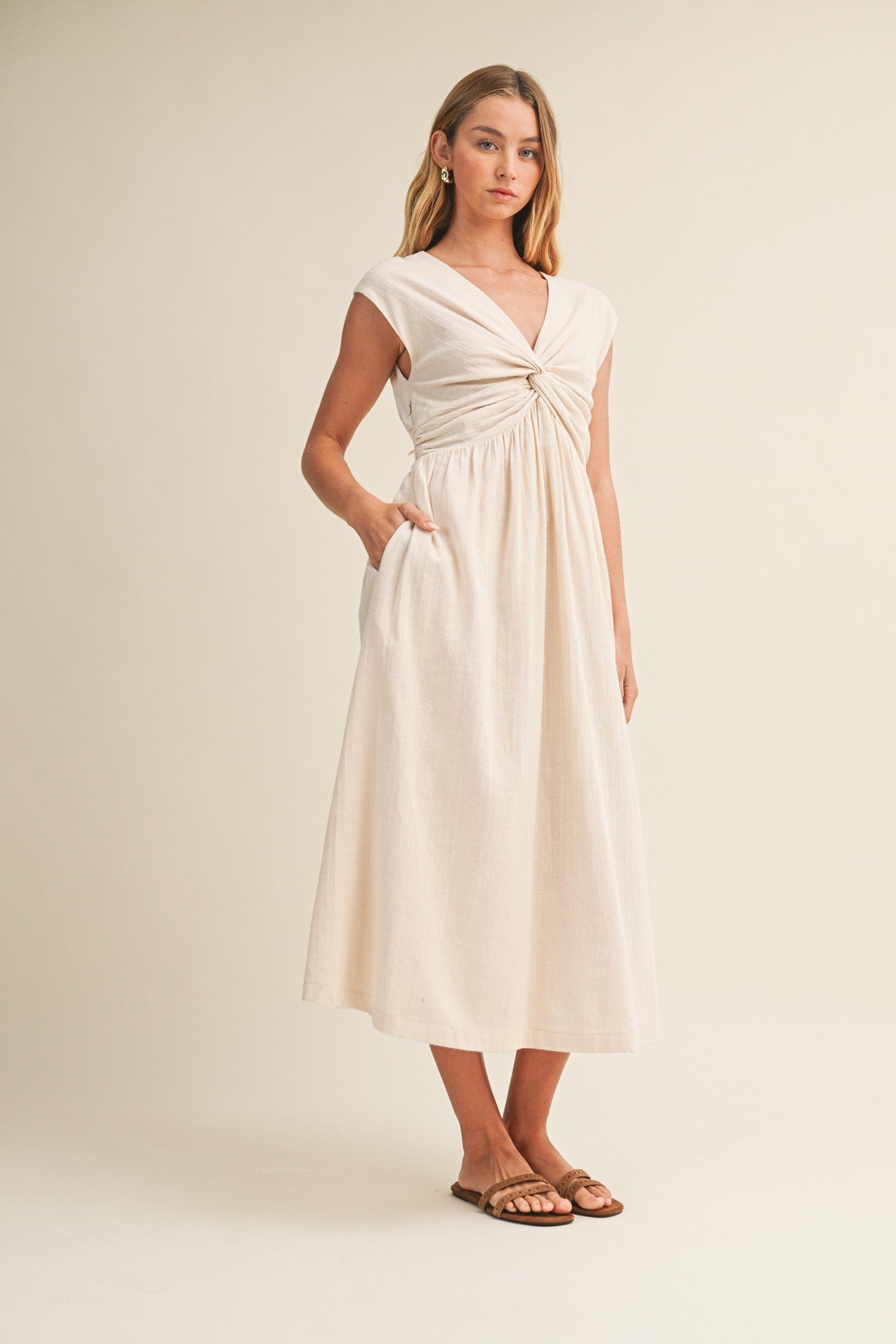 Allie Beige Cotton Dress