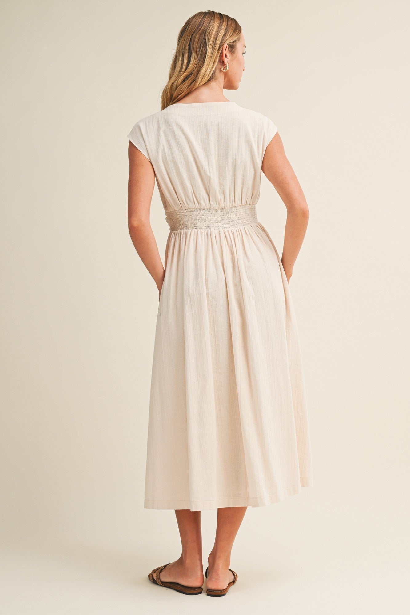 Allie Beige Cotton Dress