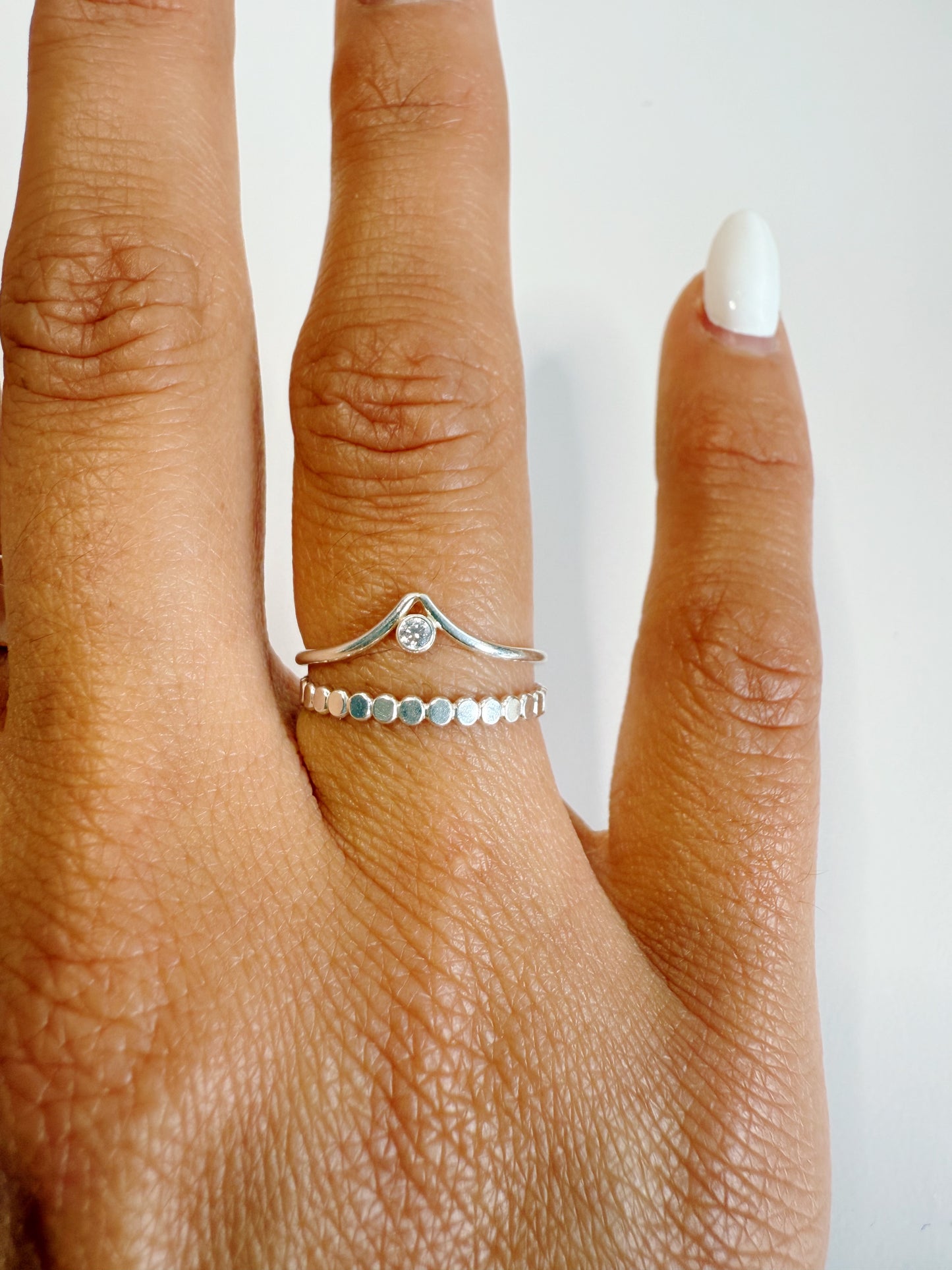 Silver Chevron CZ Ring