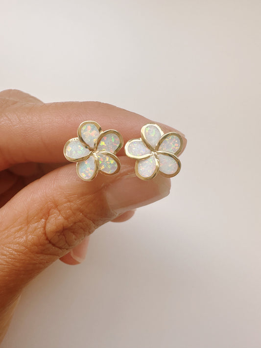 White Plumaria Studs