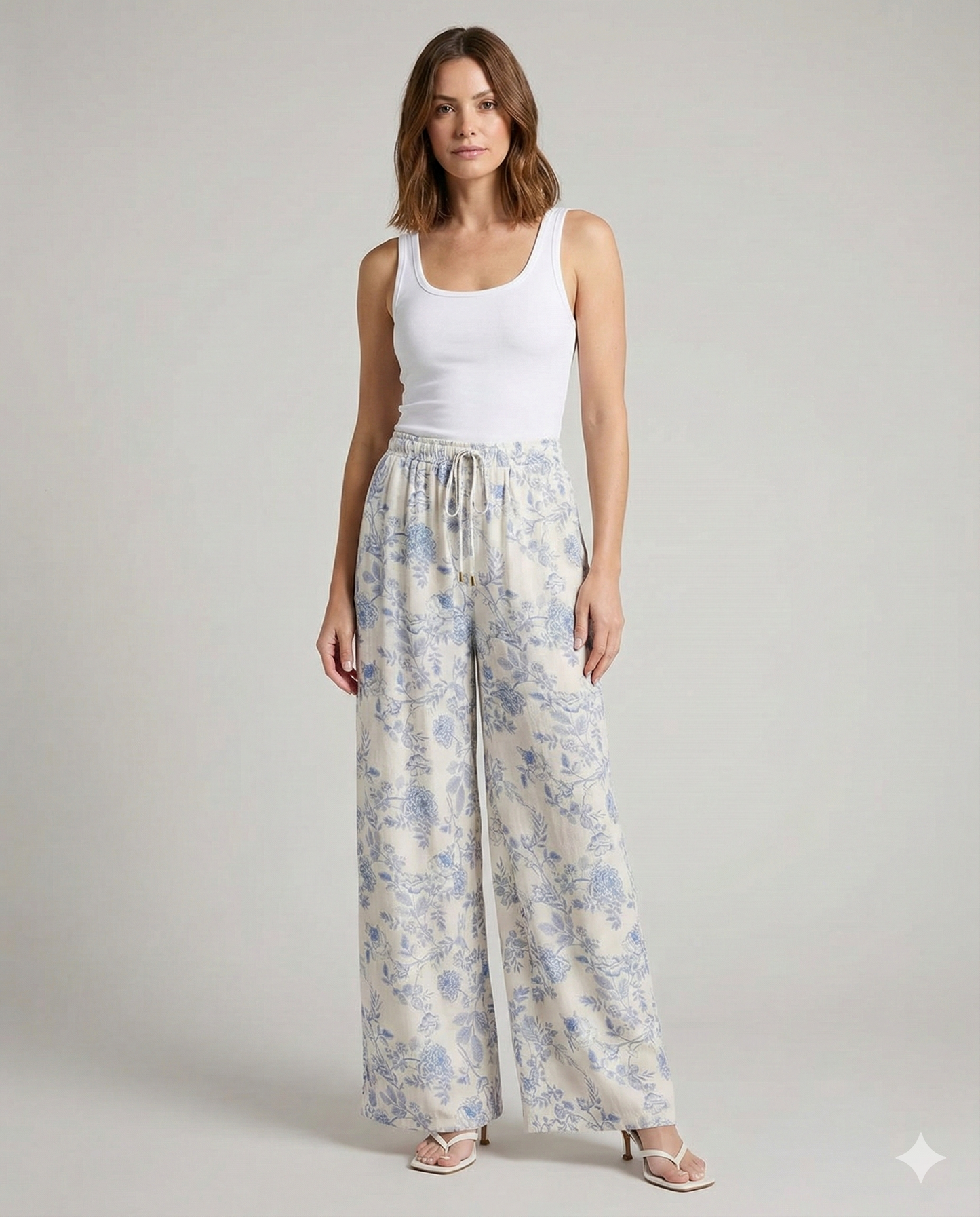 Blue Rose Linen Pants