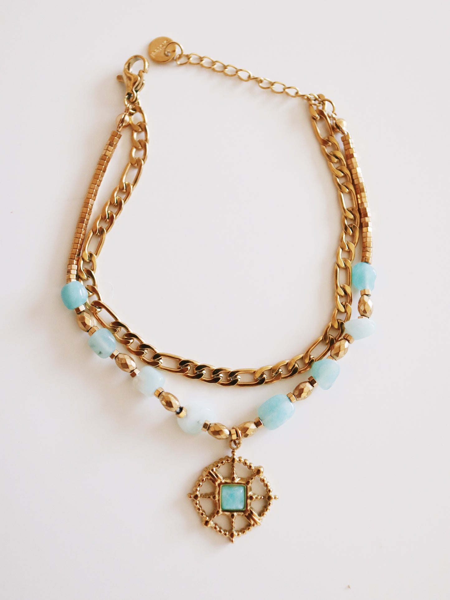 Aquamarine Figaro Bracelet Set