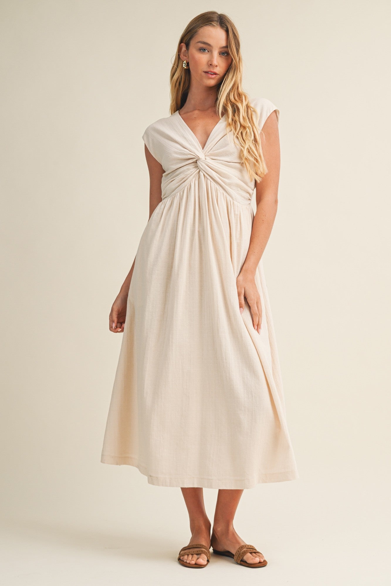 Allie Beige Cotton Dress
