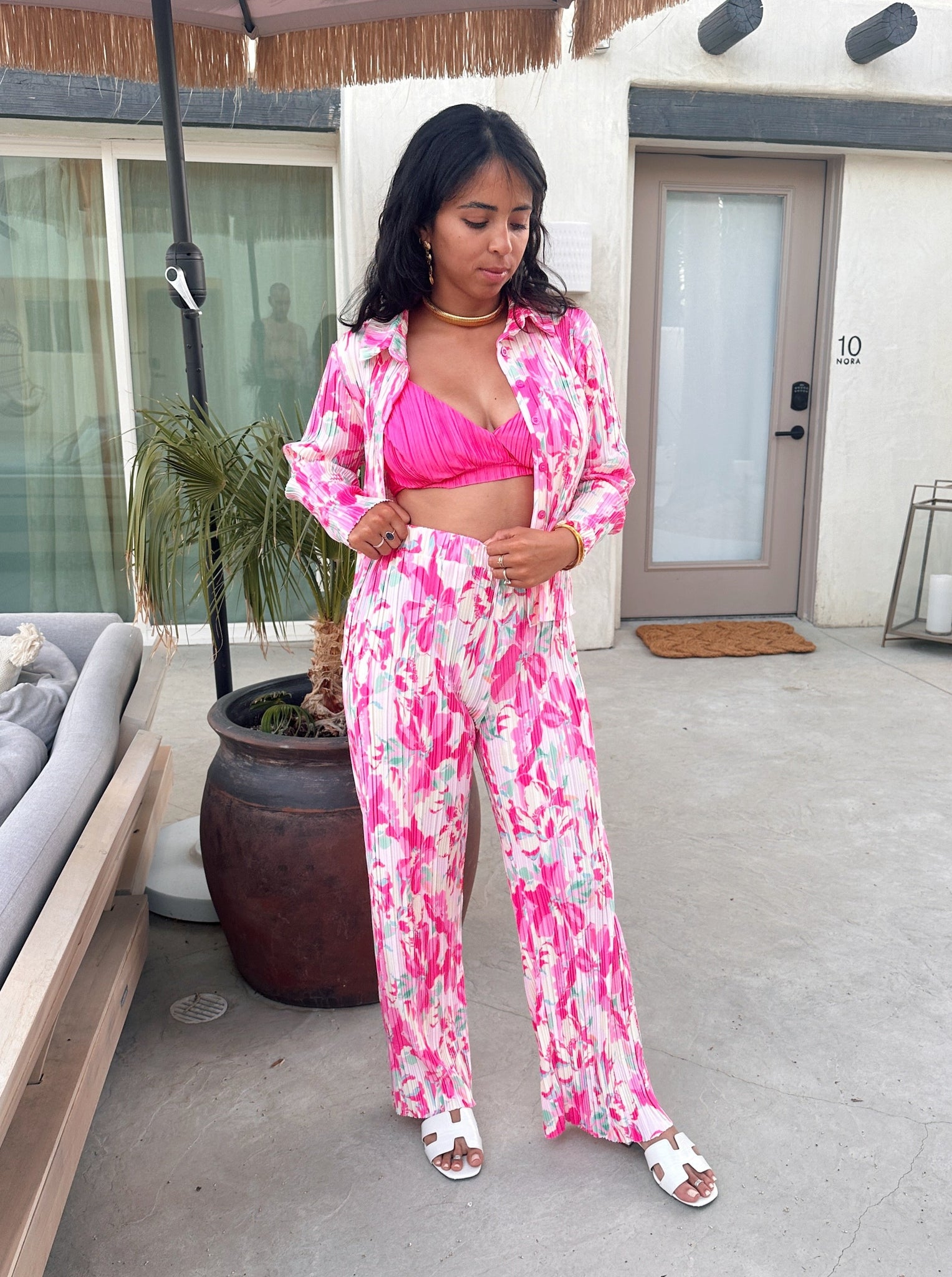 Pink Flower Pant Set