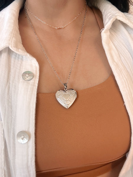 Petunia Heart Locket Necklace
