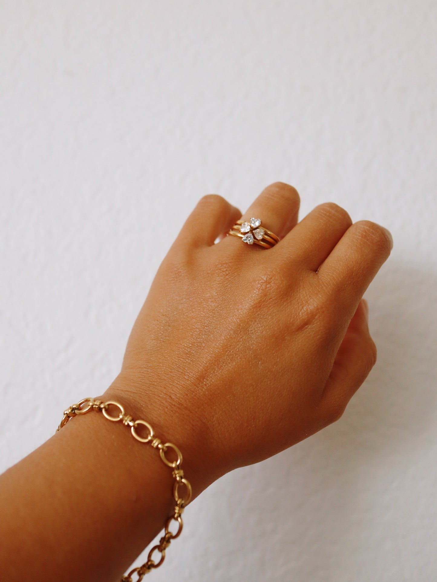 Heart Clover Ring Stack