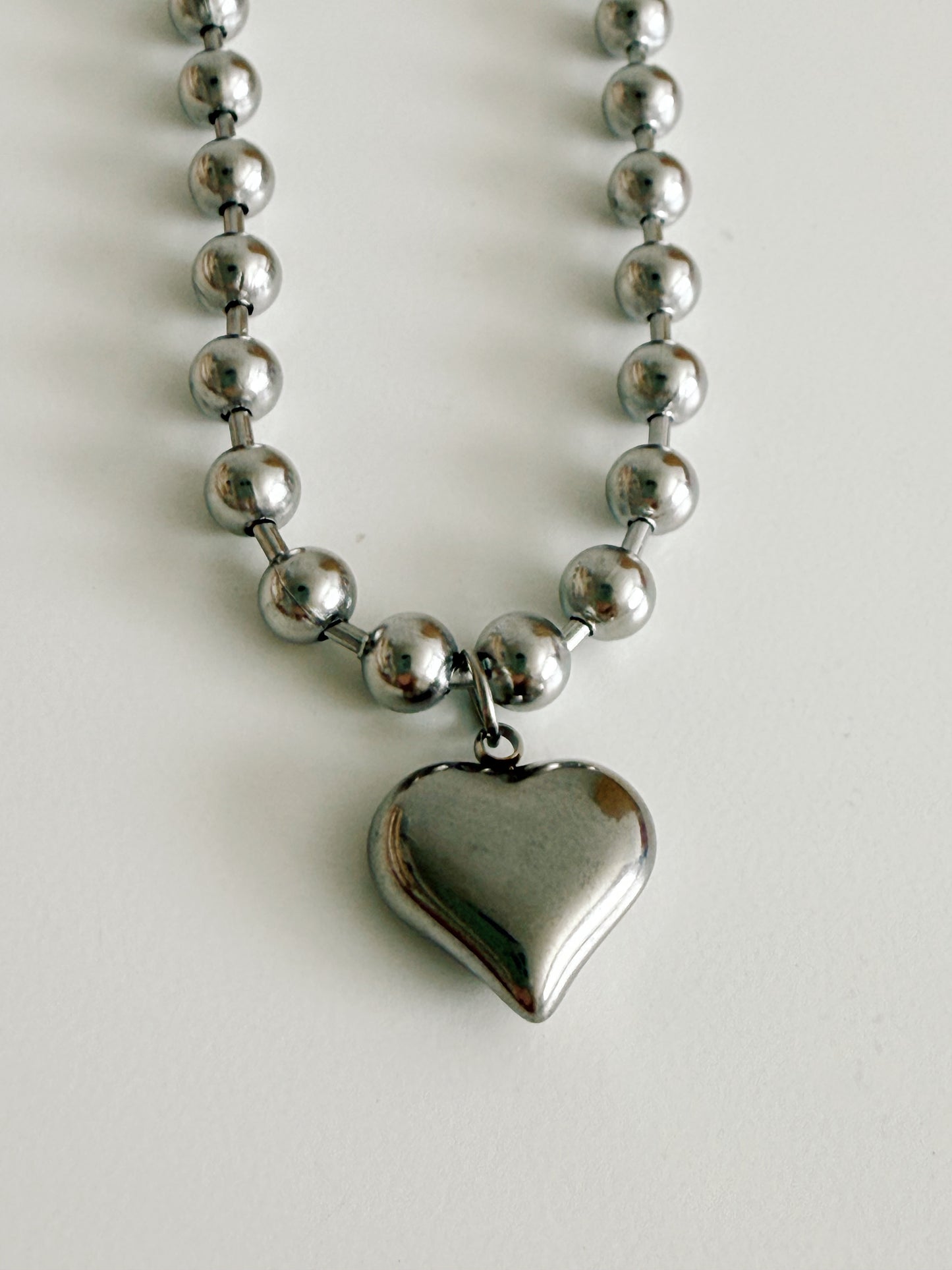 Silver Chunky Heart Necklace