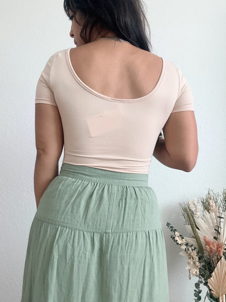 Cream Seamless Short Sleeve Top