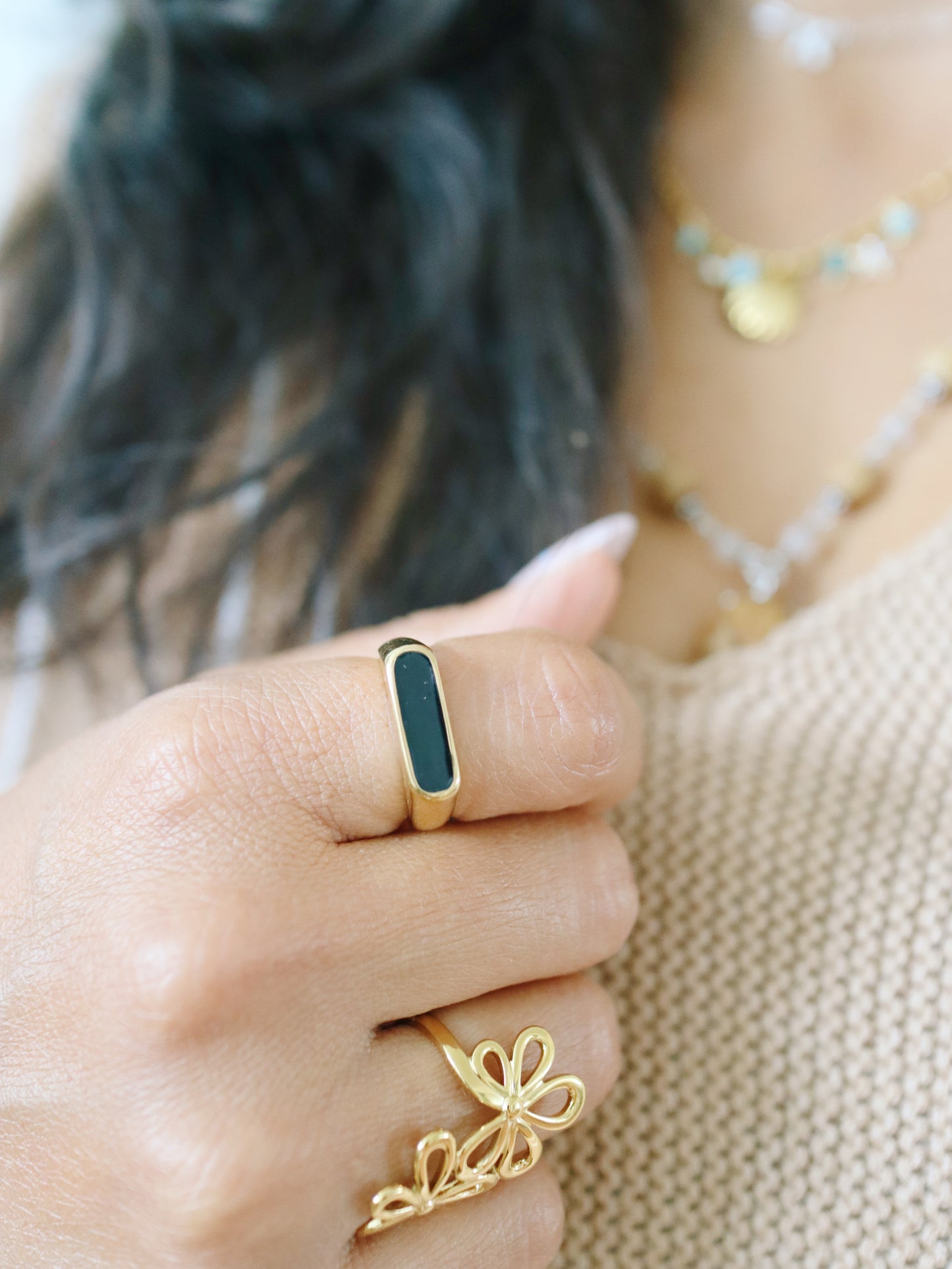 Black Half Signet Ring