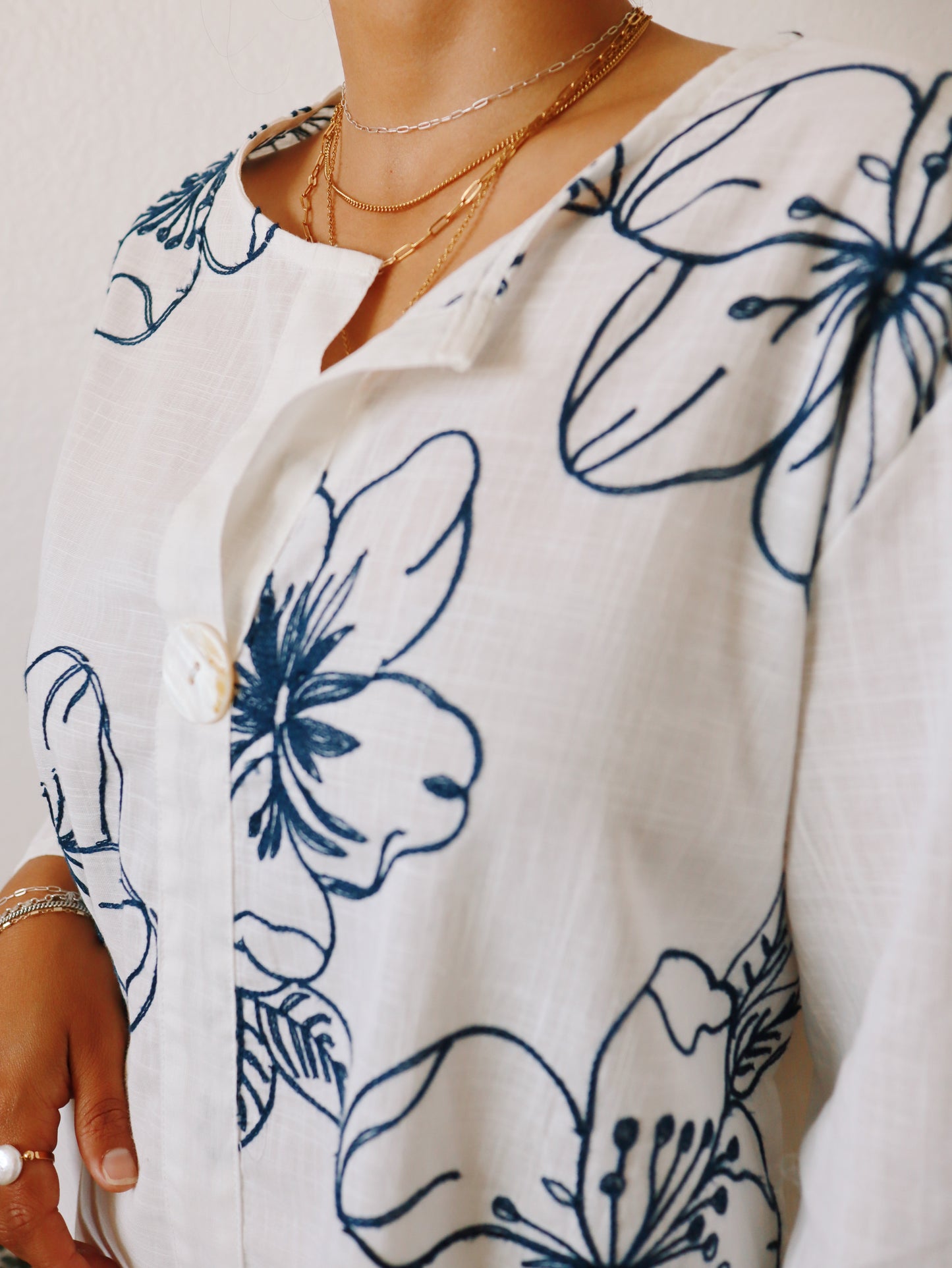 Vakaru Blue Embroidered Top