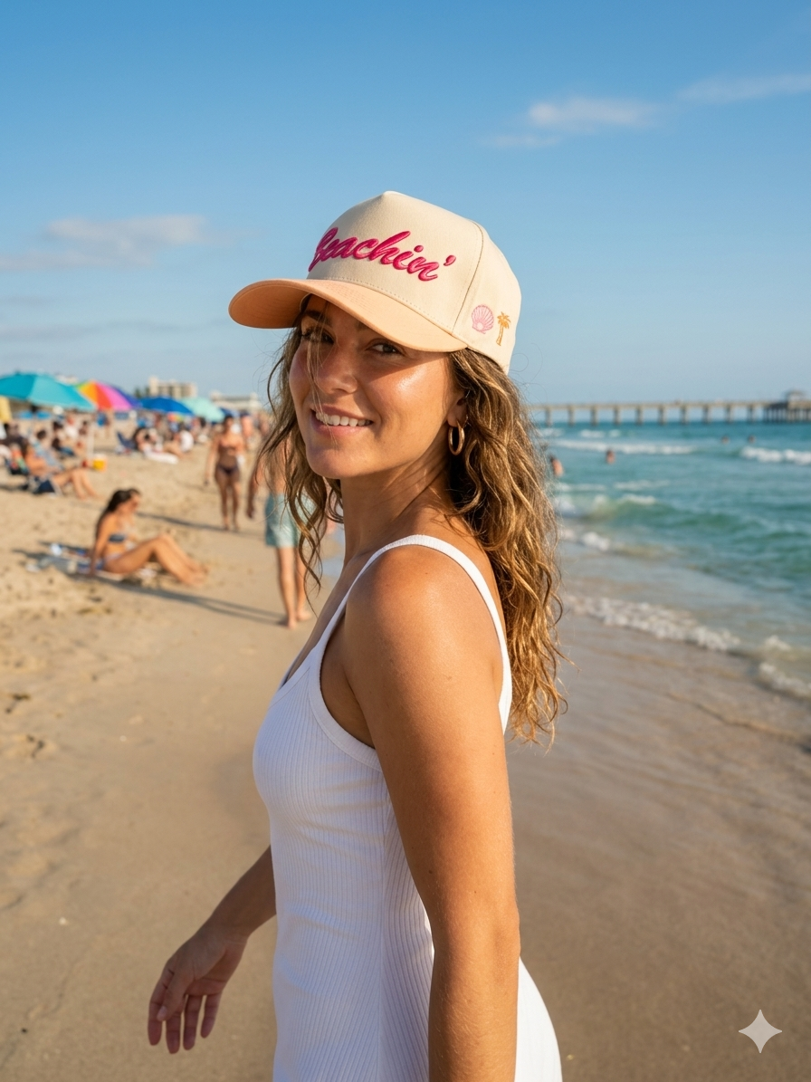 Beachin' Embroidered Cap