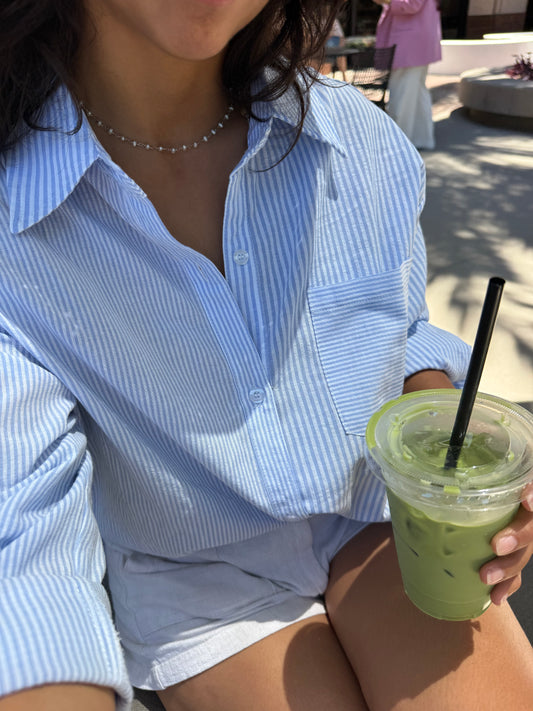 Blue Button Down Collar Shirt