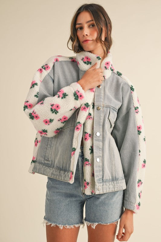 Pink Hyacinth Denim Jacket