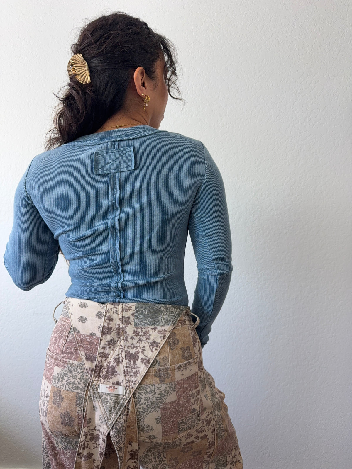 Denim Vintage Wash Long Sleeve Top