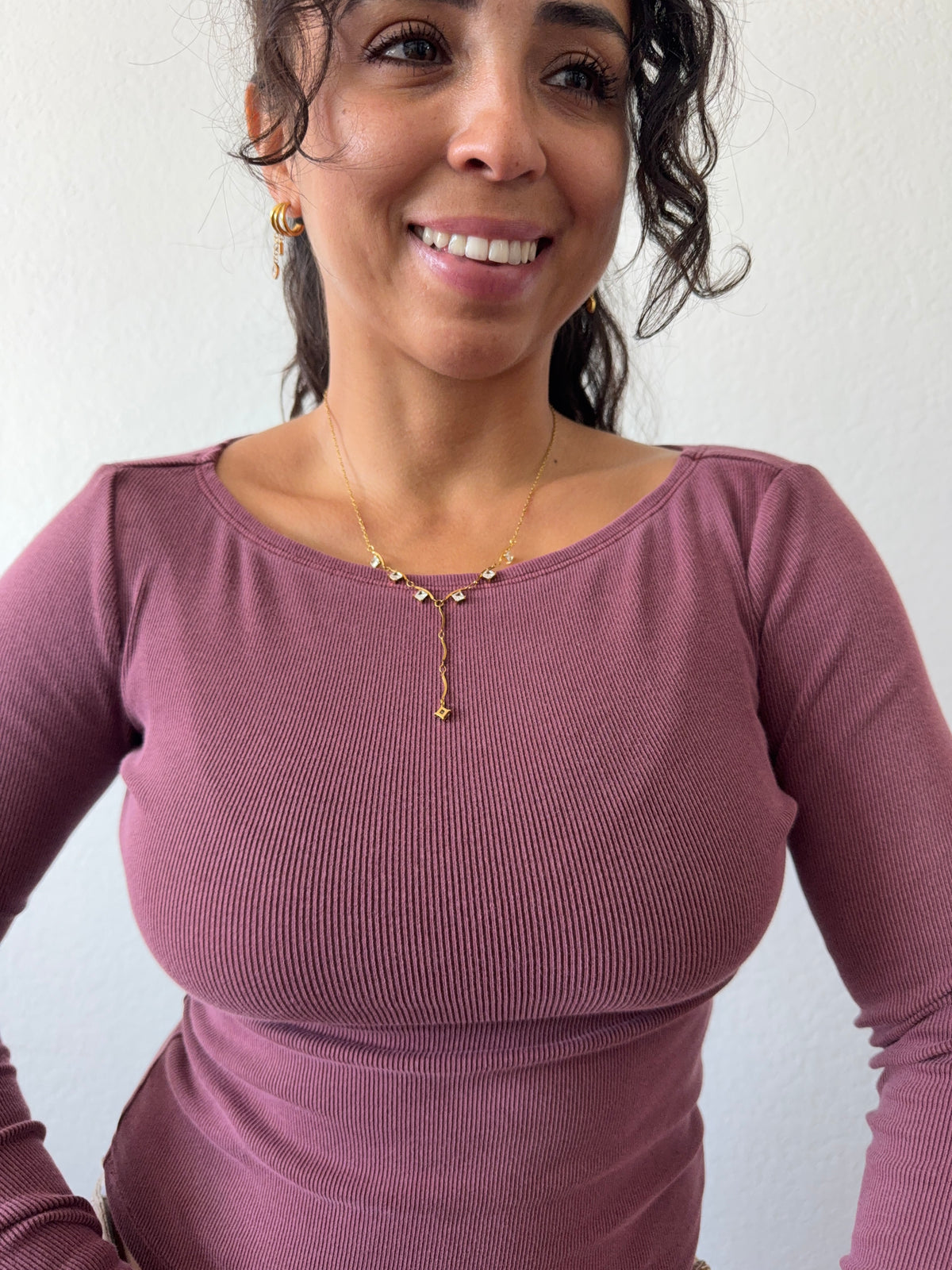 Burgundy Ribbed Long Sleeve Top