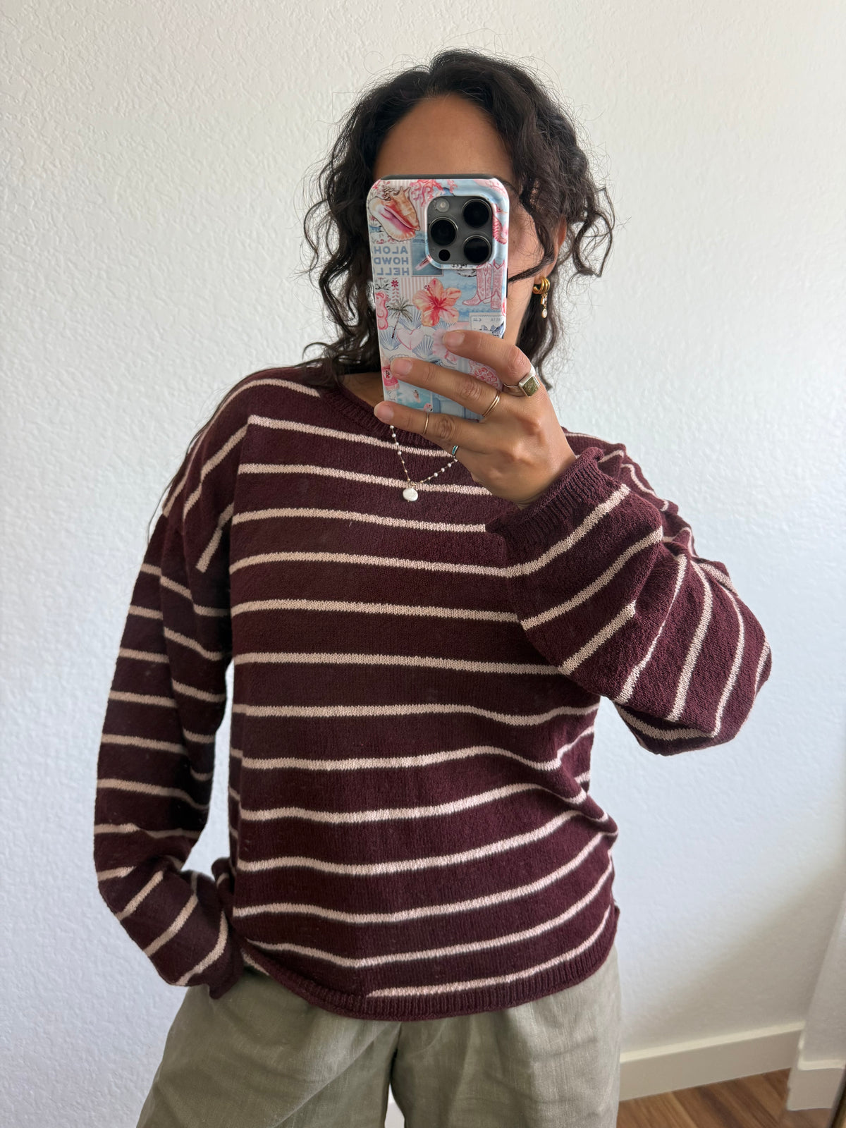 Burgundy Striped Sweater