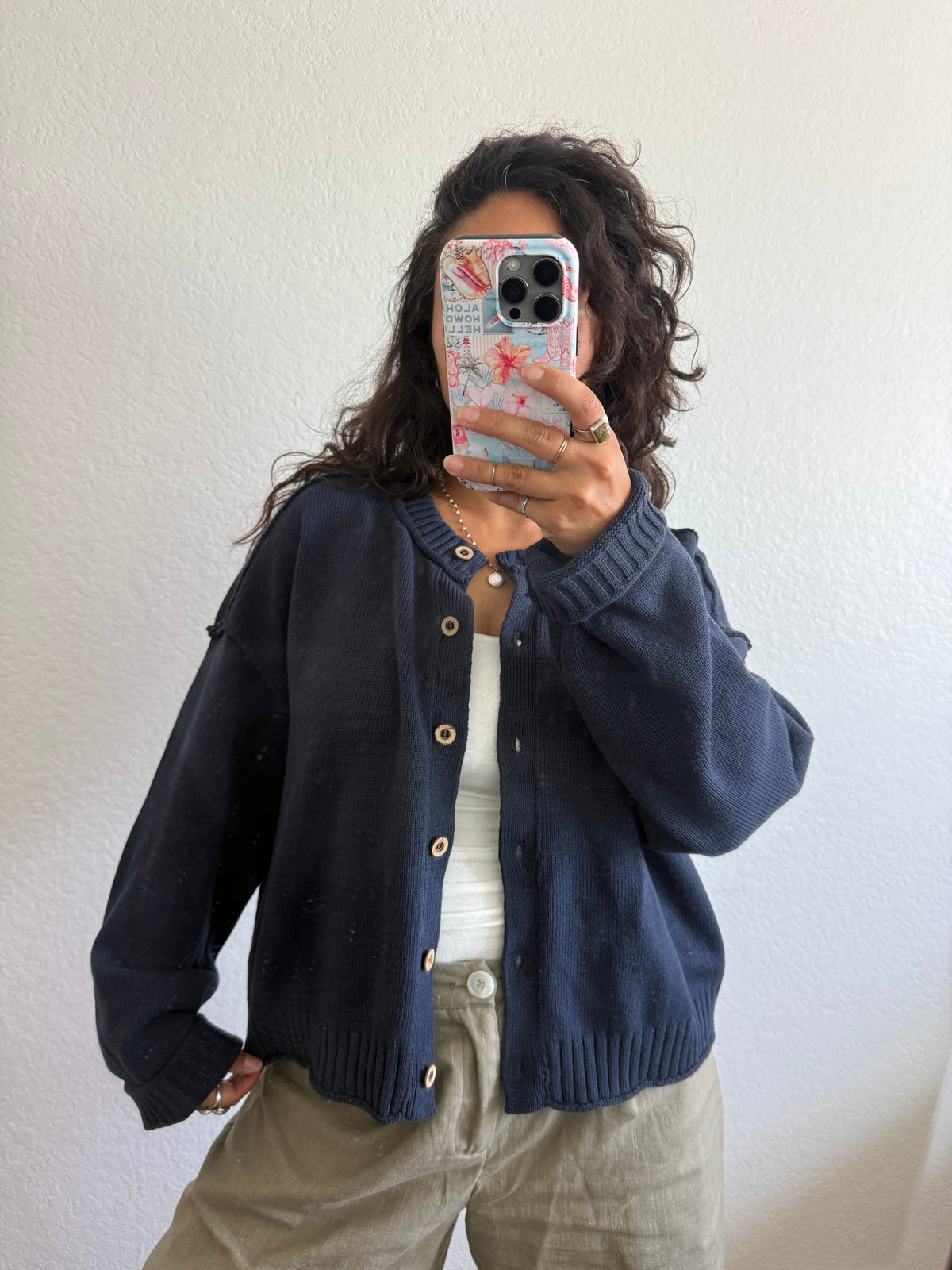 Navy Crew Cardigan